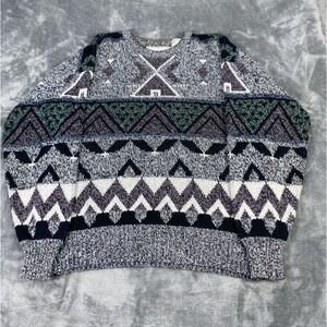 Vintage Michael Gerald Sweater Mens Large Geometric Abstract Knit Pullover 90s‎